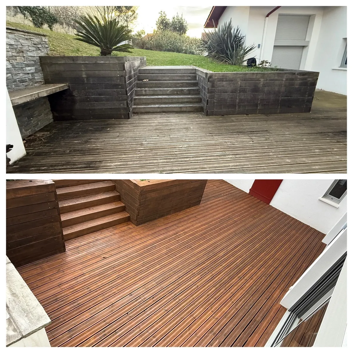 Terrasse bois apres traitement ecologique Capbreton
